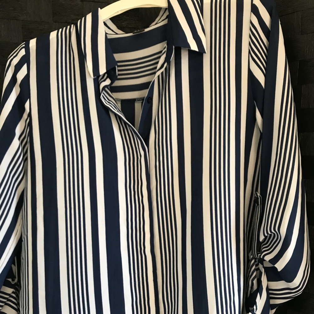 Stripe 3/4 sleeves blouse